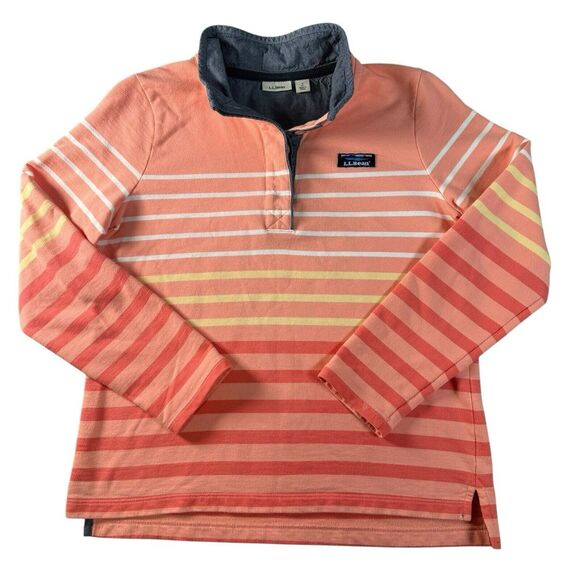 L.L. Bean Sweaters - L.L. Bean Women's Rugby Henley Long Sleeve Orange Ombré Size Small